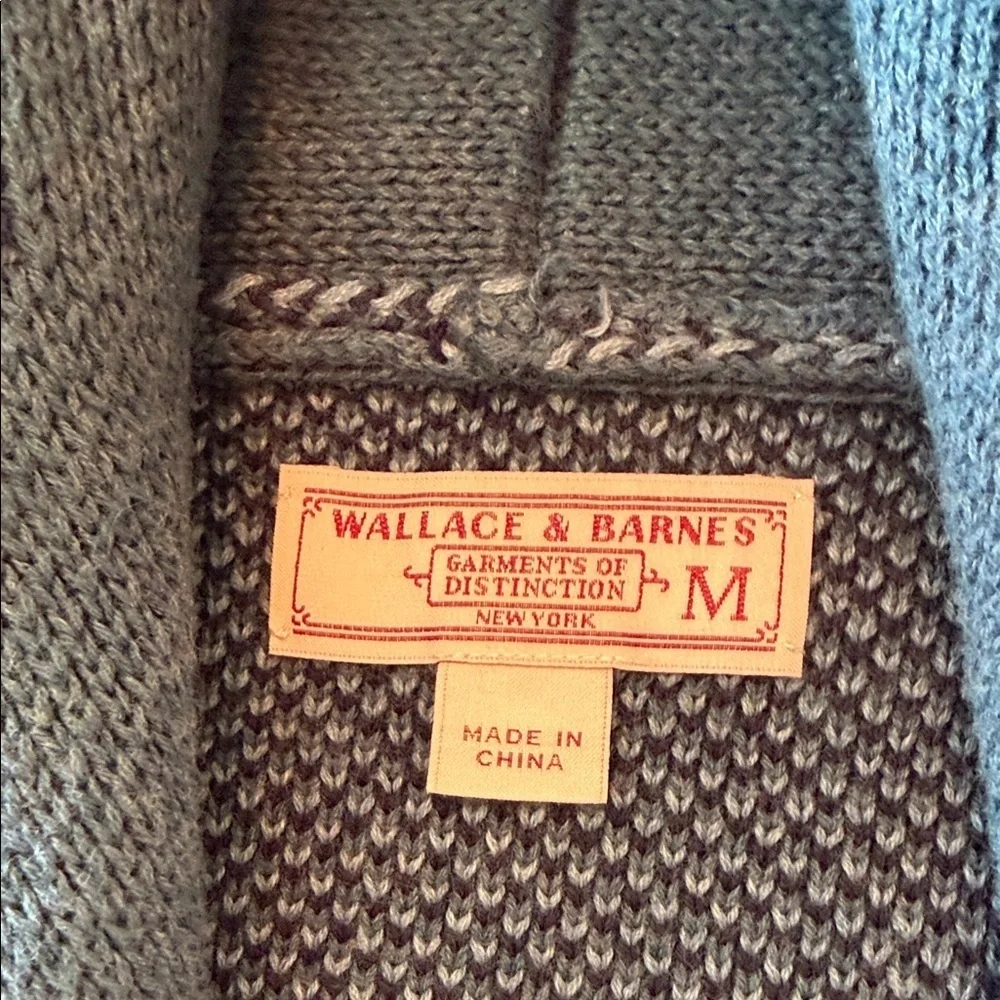 J. Crew x Wallace & Barnes Blue and Gray Geometric Cardigan